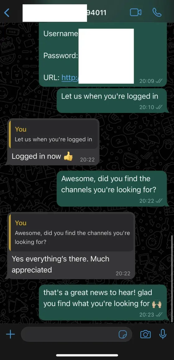 UK IPTV subscription proof screenshot showing real customer feedback about LiveIPTV
